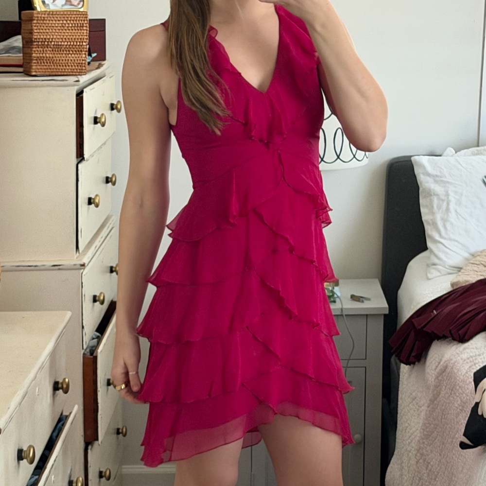 Alice + Olivia Fuchsia Layered Mini Dress